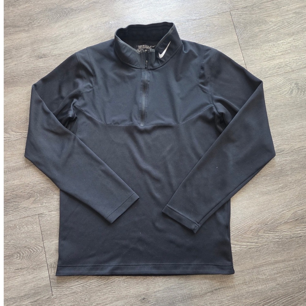Nike Golf Pullover Mens Small Black Dri-FIT Tour Performance 1/4 Zip